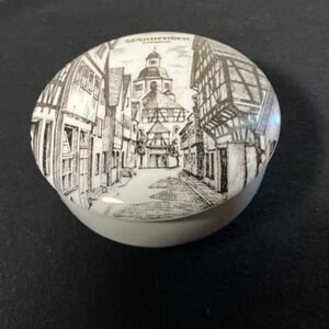 Black and White Ceramic Trinket Dish Picturing Church Alley in Winnenden Germany